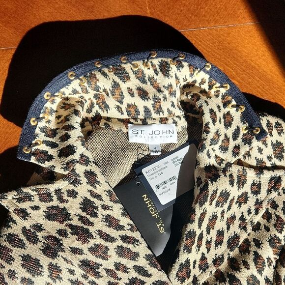 St. John Leopard Print Wool Blazer & Skirt Set, Size 4, Brown, Black, & Gold - Picture 11 of 14